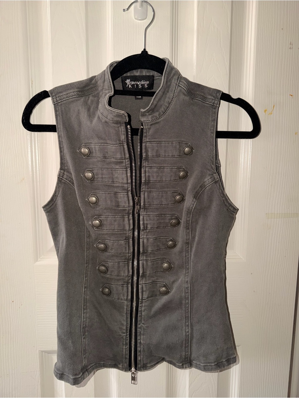 Dolls Kill Grey Military-Style Sleeveless Vest